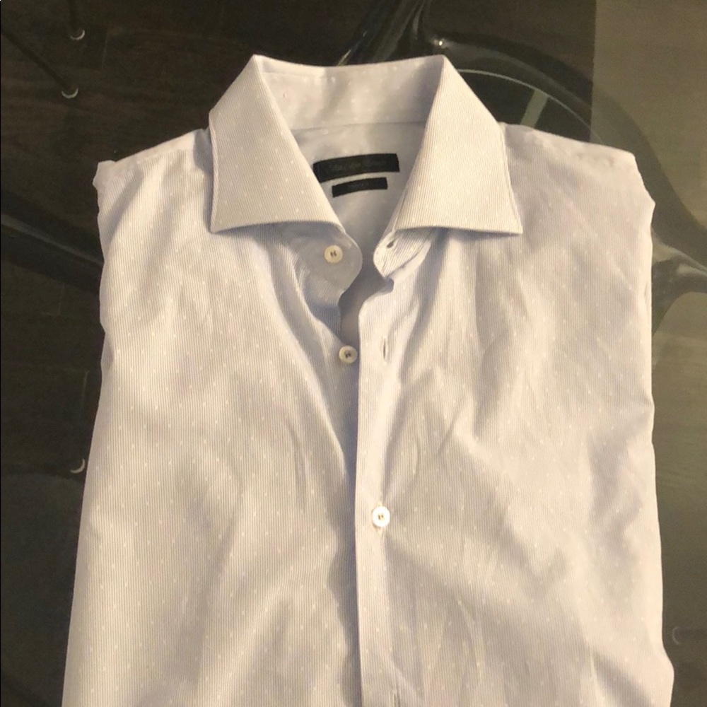 Saks Fifth Avenue blue patterned dress shirt